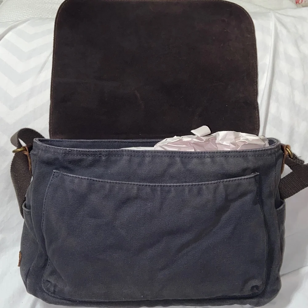 Vintage Patricia Nash Men's Genuine Leather Canvas Laptop Messenger Bag